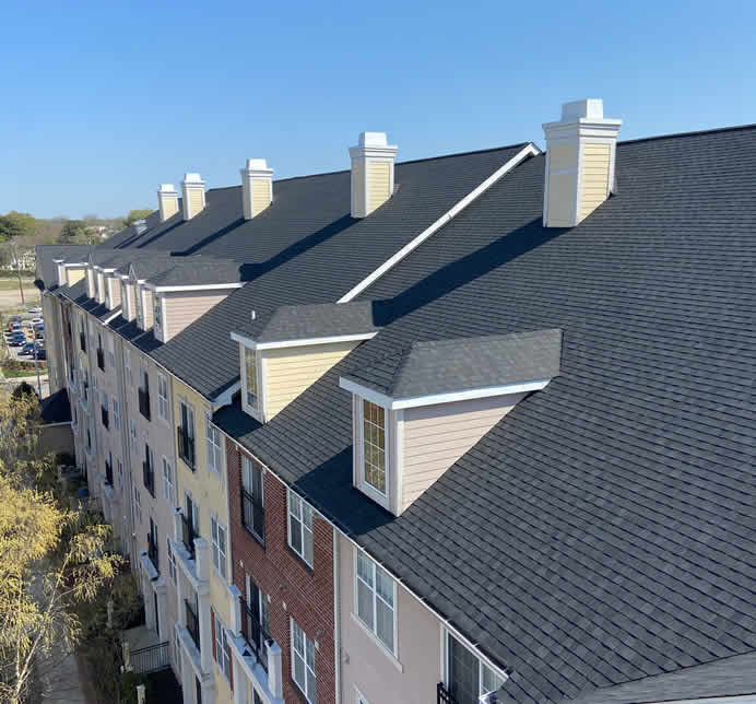 New roof on row of townhomes